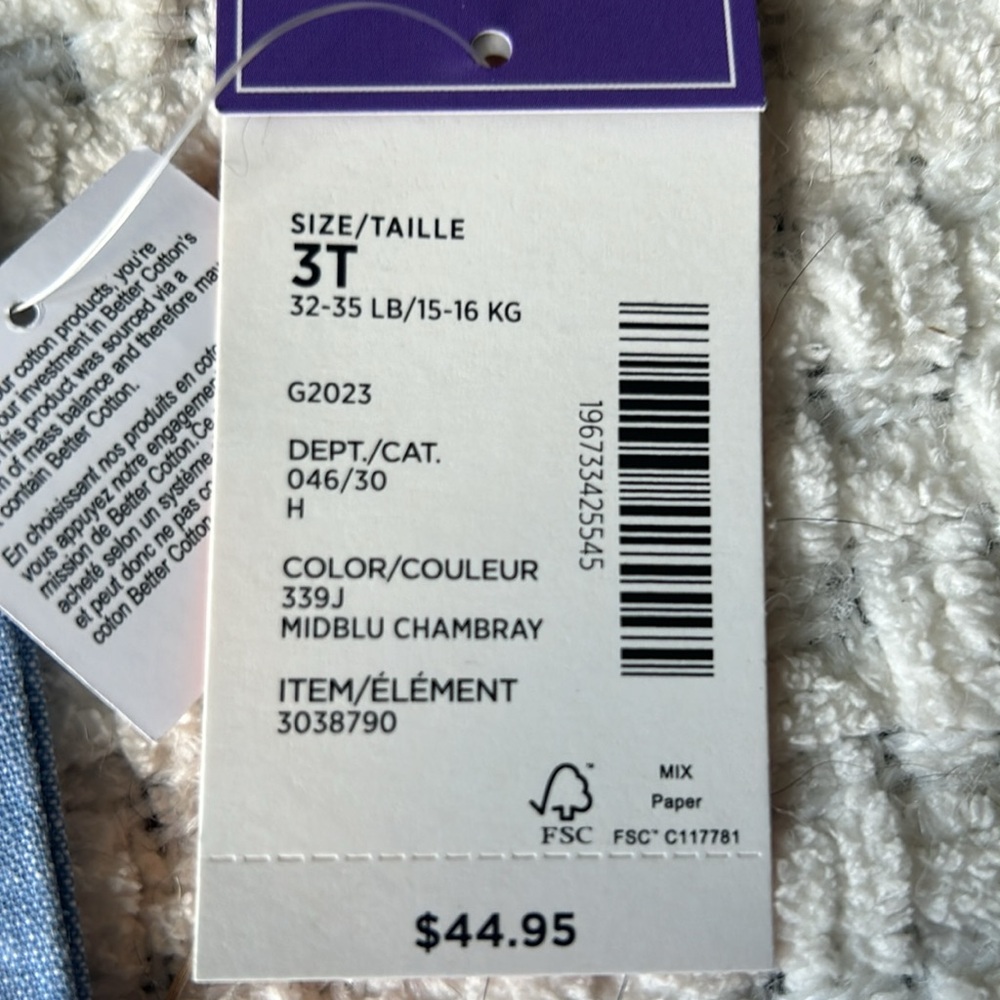 Gymboree NWT Size 3T chambray romper (Shorts)w/pink/purple contrast stitching - Picture 8 of 9
